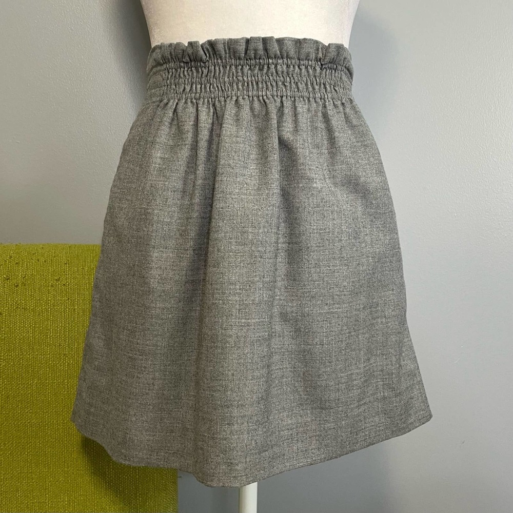 J Crew Gray Wool Smocked Waist Mini Skirt 2 - Picture 1 of 5